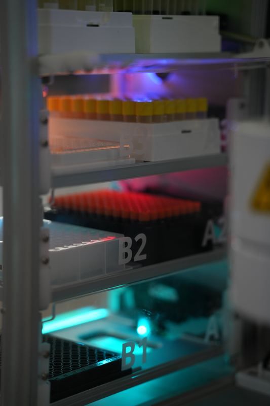 Sample plates inside storage